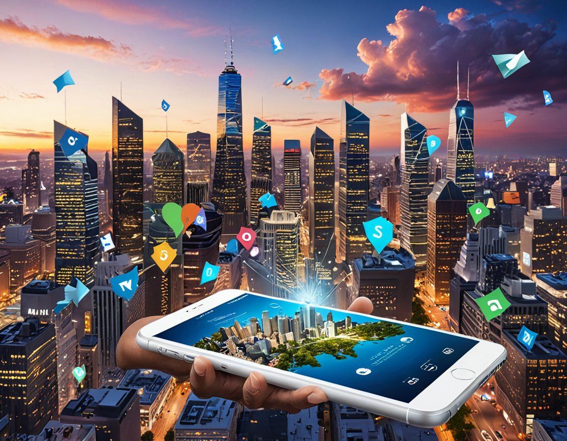 A digital landscape depicting a modern city skyline with diverse people using their devices to access insurance services online. Include visual elements like customizable insurance documents, money symbols, and a path symbolizing navigation through options. The scene should be vibrant and inviting, encapsulating the essence of affordability and personalization in insurance. super-realistic. vibrant colors. white background.
